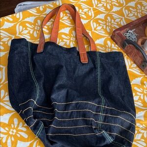 GAP Denim and Tan Shoulder Bag